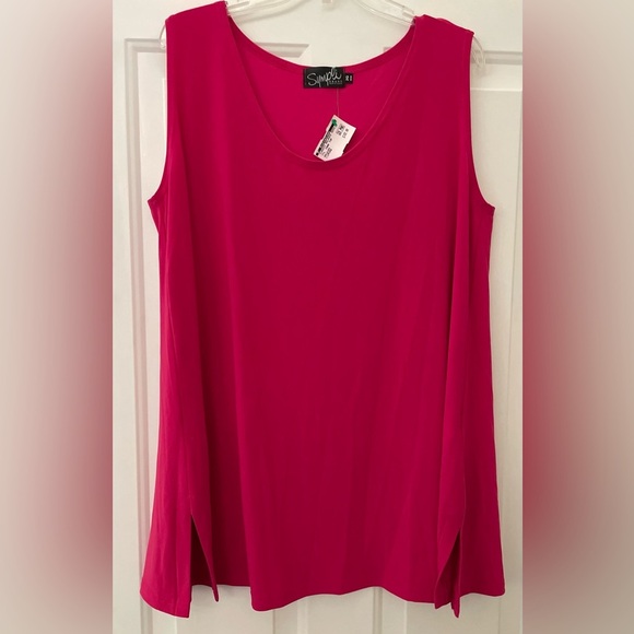 NWT Sympli  A-Line Classic Tank Top Womens Plus Size 2X (2G) Pink Tunic Pullover - Picture 1 of 7